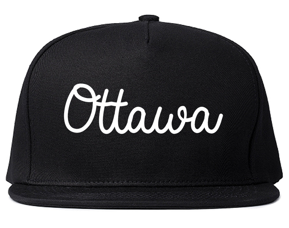 Ottawa Illinois IL Script Mens Snapback Hat Black