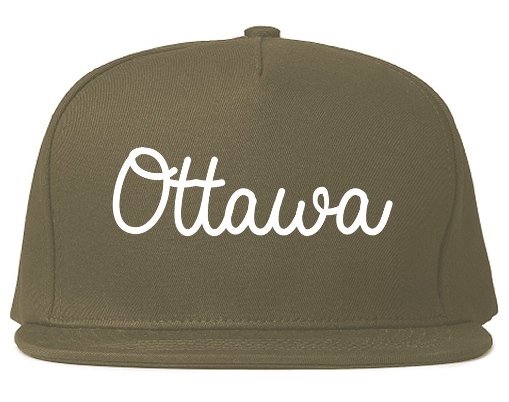 Ottawa Illinois IL Script Mens Snapback Hat Grey