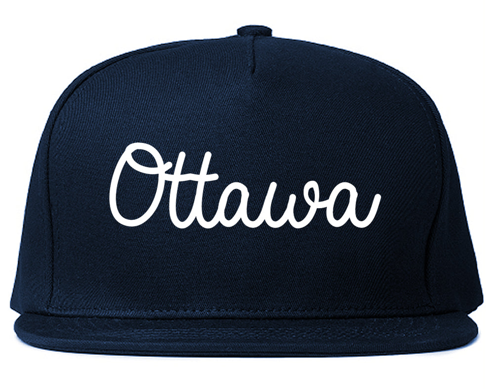 Ottawa Illinois IL Script Mens Snapback Hat Navy Blue