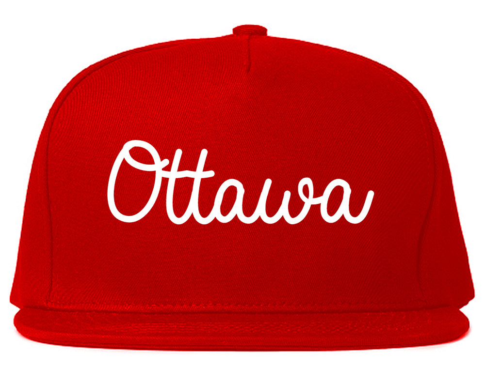 Ottawa Illinois IL Script Mens Snapback Hat Red