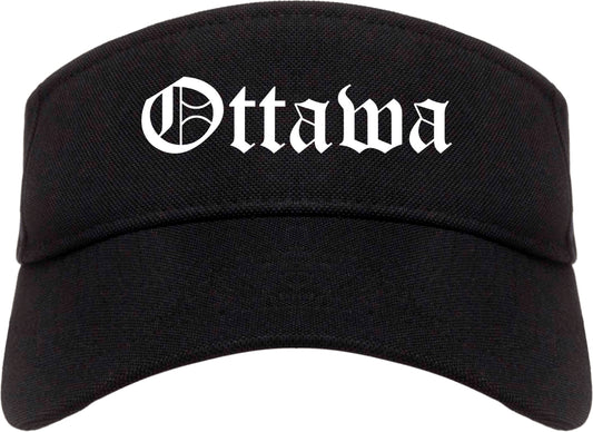 Ottawa Illinois IL Old English Mens Visor Cap Hat Black