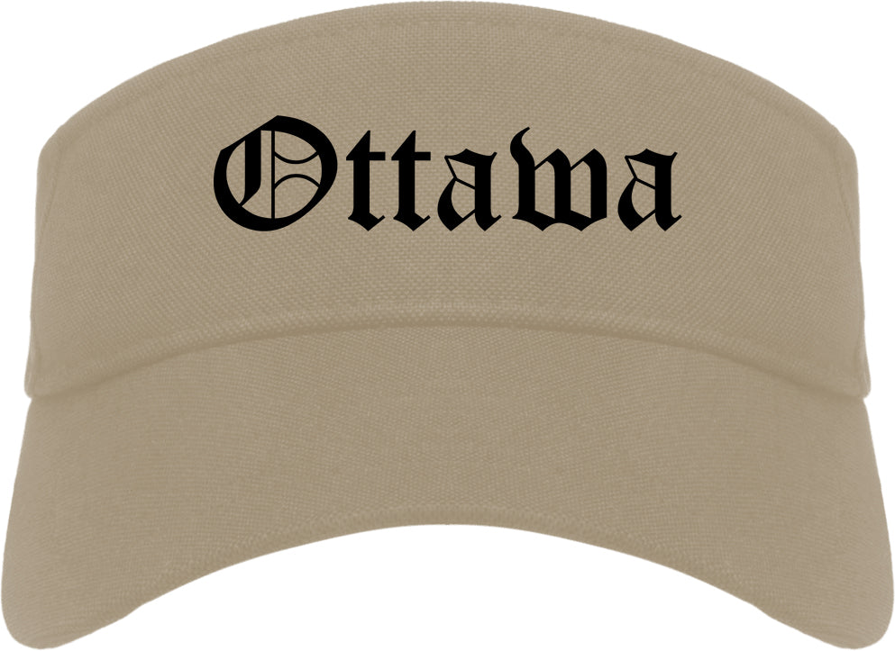 Ottawa Illinois IL Old English Mens Visor Cap Hat Khaki