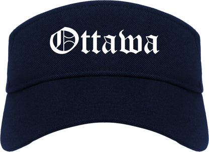 Ottawa Illinois IL Old English Mens Visor Cap Hat Navy Blue