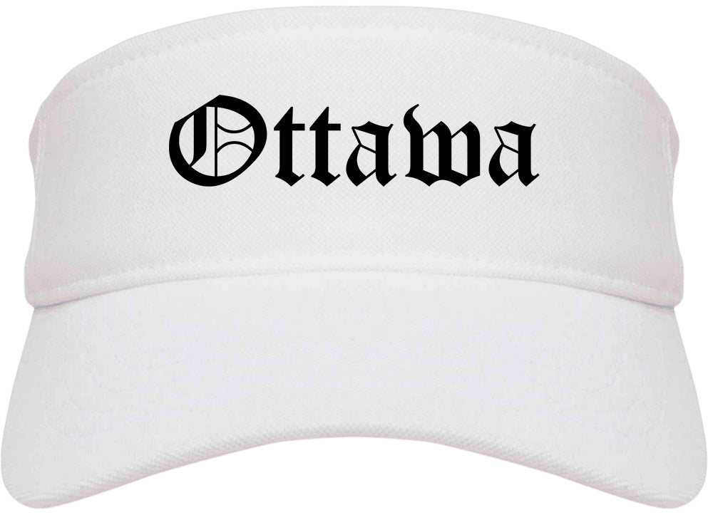 Ottawa Illinois IL Old English Mens Visor Cap Hat White