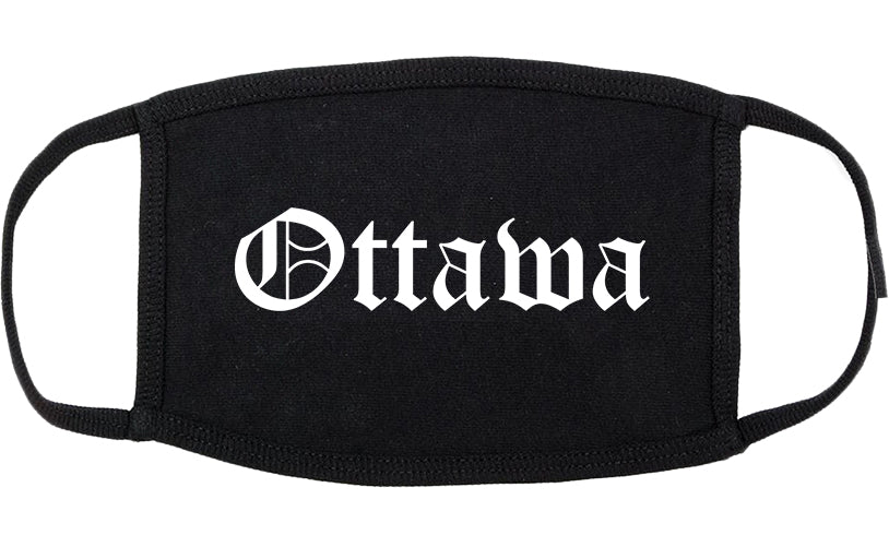 Ottawa Kansas KS Old English Cotton Face Mask Black