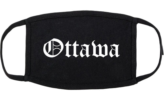 Ottawa Kansas KS Old English Cotton Face Mask Black