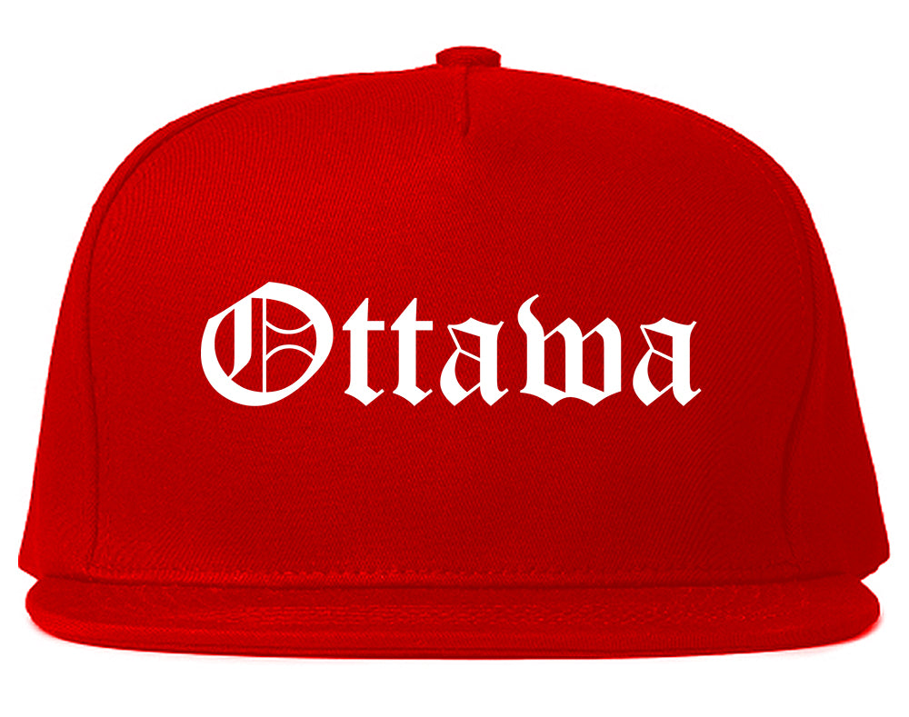 Ottawa Kansas KS Old English Mens Snapback Hat Red