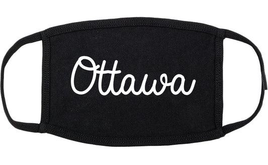 Ottawa Kansas KS Script Cotton Face Mask Black