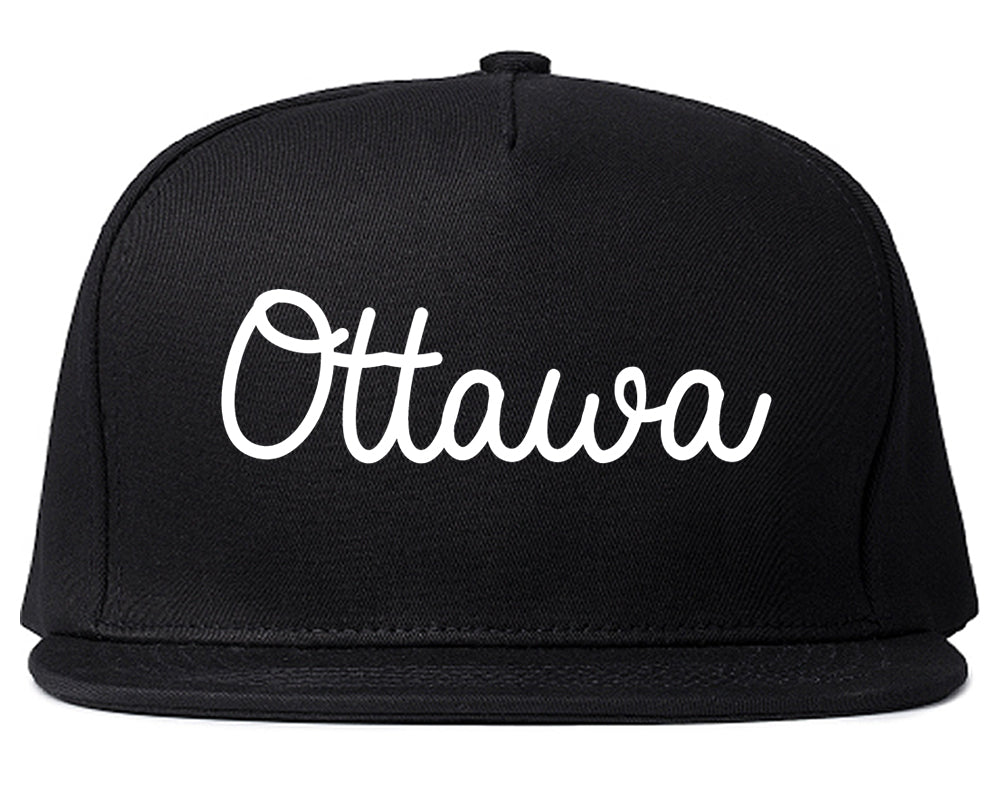 Ottawa Kansas KS Script Mens Snapback Hat Black