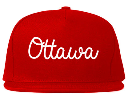 Ottawa Kansas KS Script Mens Snapback Hat Red