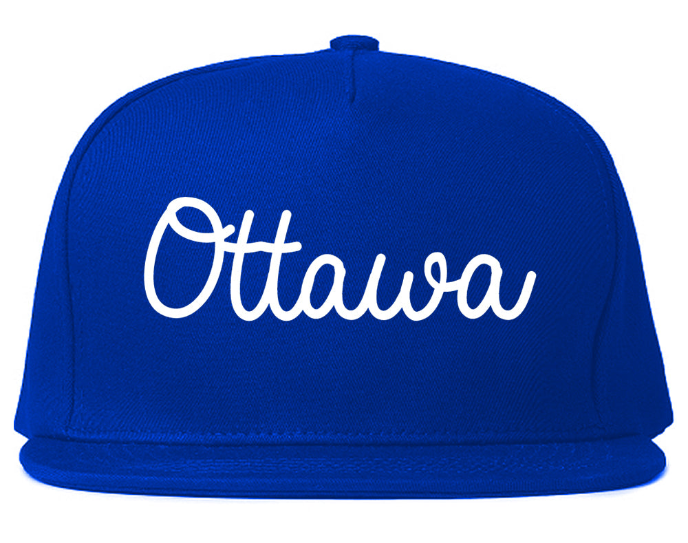Ottawa Kansas KS Script Mens Snapback Hat Royal Blue