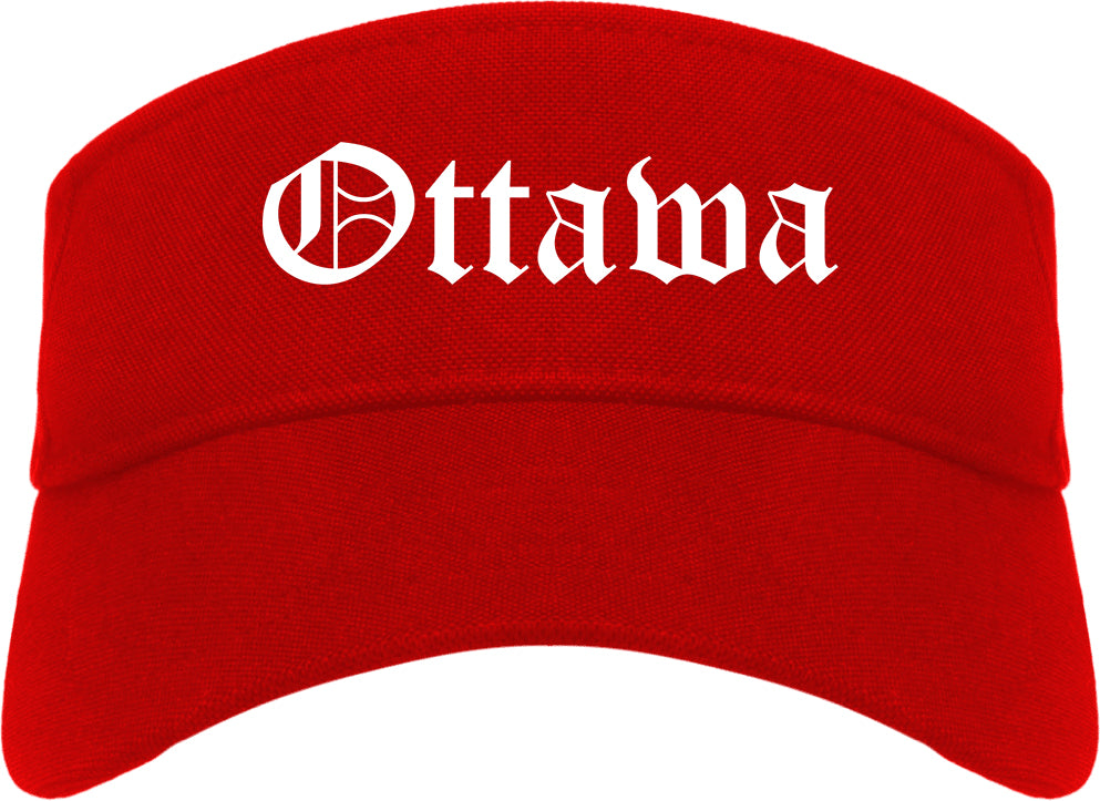 Ottawa Ohio OH Old English Mens Visor Cap Hat Red