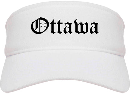 Ottawa Ohio OH Old English Mens Visor Cap Hat White