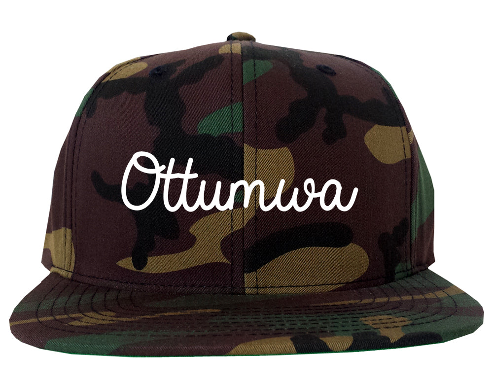 Ottumwa Iowa IA Script Mens Snapback Hat Army Camo