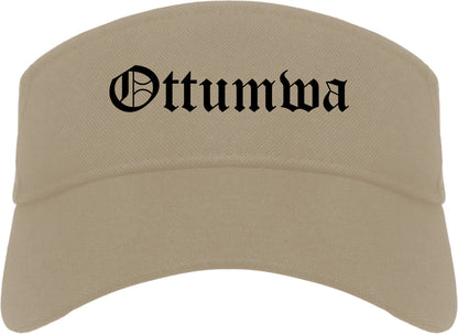 Ottumwa Iowa IA Old English Mens Visor Cap Hat Khaki