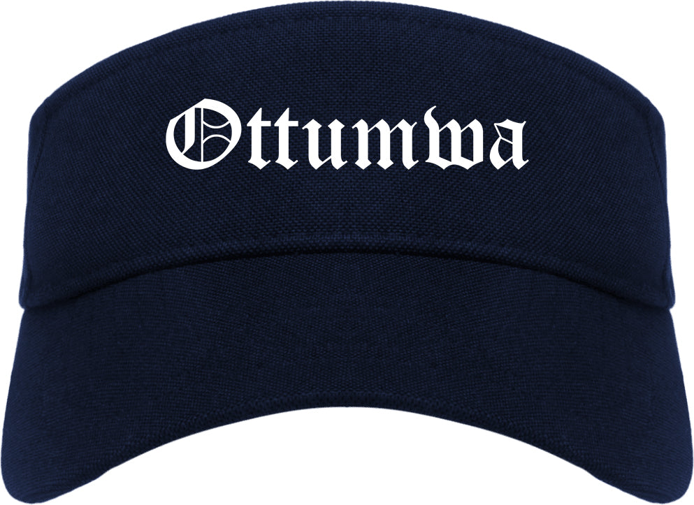 Ottumwa Iowa IA Old English Mens Visor Cap Hat Navy Blue