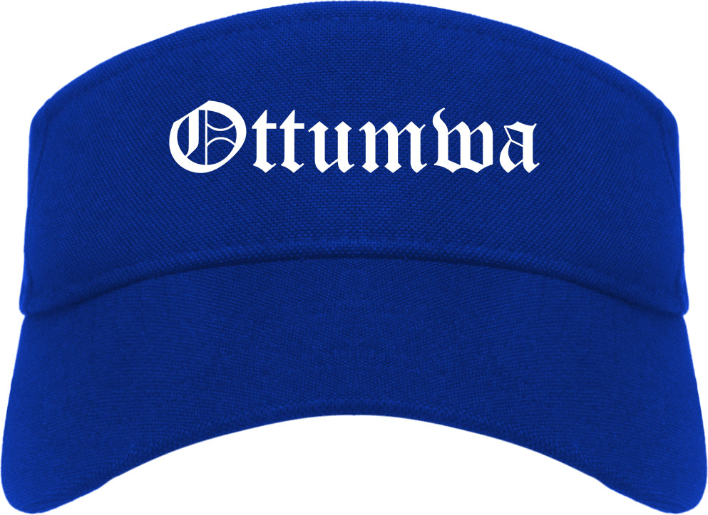 Ottumwa Iowa IA Old English Mens Visor Cap Hat Royal Blue