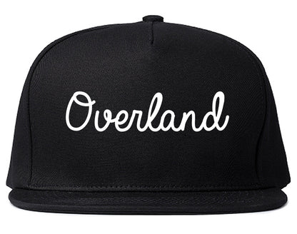 Overland Missouri MO Script Mens Snapback Hat Black