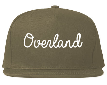 Overland Missouri MO Script Mens Snapback Hat Grey