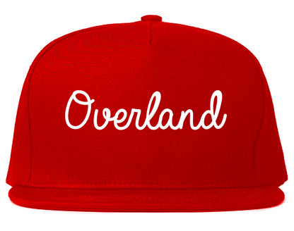 Overland Missouri MO Script Mens Snapback Hat Red