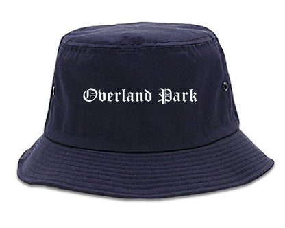 Overland Park Kansas KS Old English Mens Bucket Hat Navy Blue
