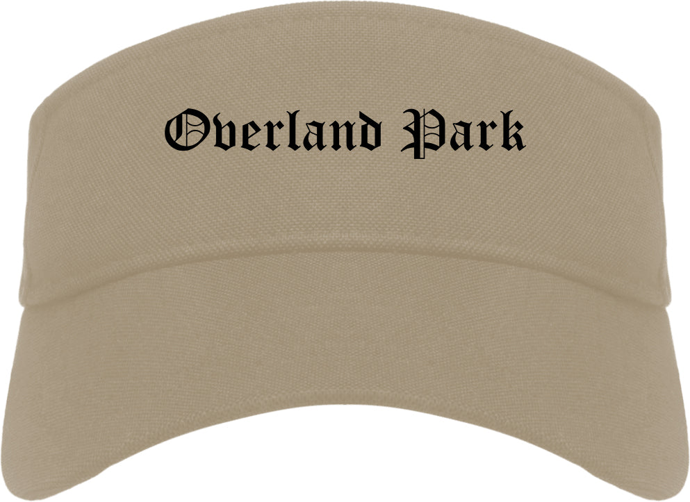 Overland Park Kansas KS Old English Mens Visor Cap Hat Khaki