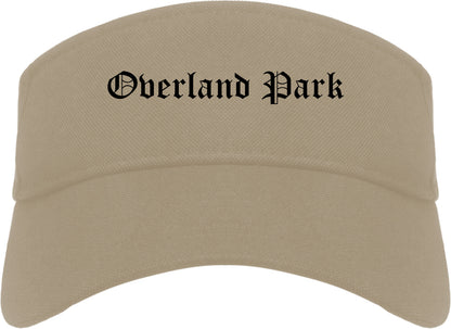 Overland Park Kansas KS Old English Mens Visor Cap Hat Khaki