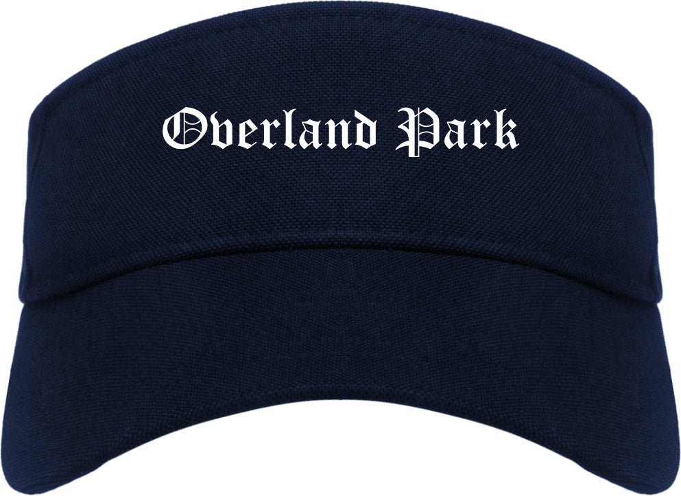 Overland Park Kansas KS Old English Mens Visor Cap Hat Navy Blue