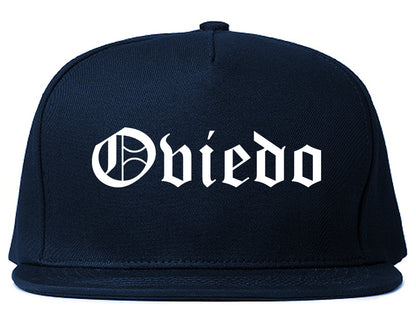 Oviedo Florida FL Old English Mens Snapback Hat Navy Blue
