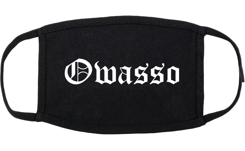 Owasso Oklahoma OK Old English Cotton Face Mask Black