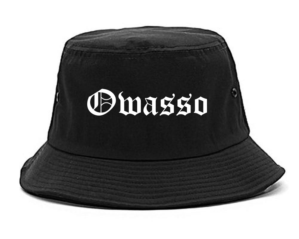 Owasso Oklahoma OK Old English Mens Bucket Hat Black