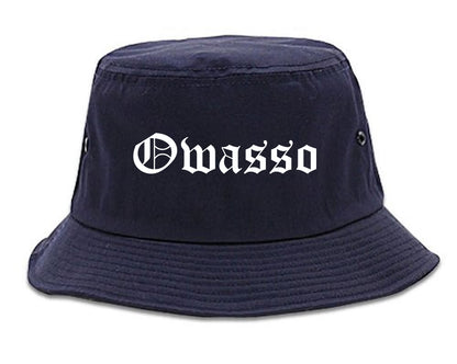 Owasso Oklahoma OK Old English Mens Bucket Hat Navy Blue