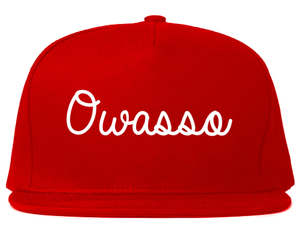 Owasso Oklahoma OK Script Mens Snapback Hat Red