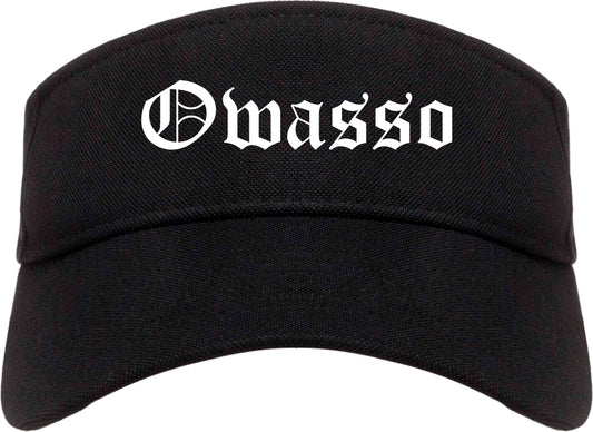 Owasso Oklahoma OK Old English Mens Visor Cap Hat Black