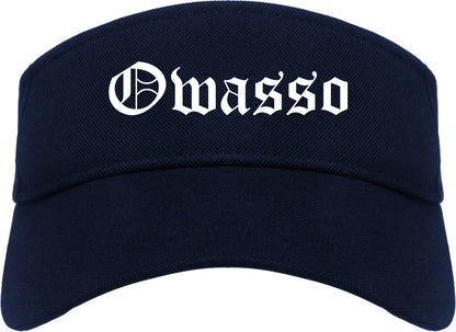Owasso Oklahoma OK Old English Mens Visor Cap Hat Navy Blue