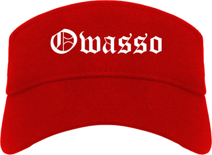 Owasso Oklahoma OK Old English Mens Visor Cap Hat Red