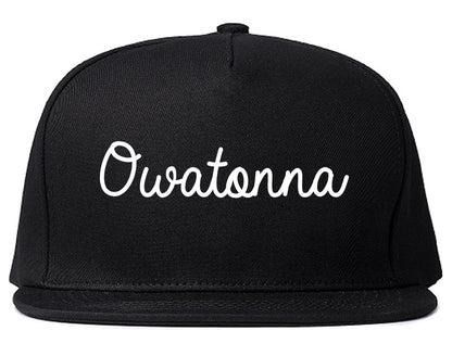 Owatonna Minnesota MN Script Mens Snapback Hat Black