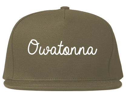 Owatonna Minnesota MN Script Mens Snapback Hat Grey