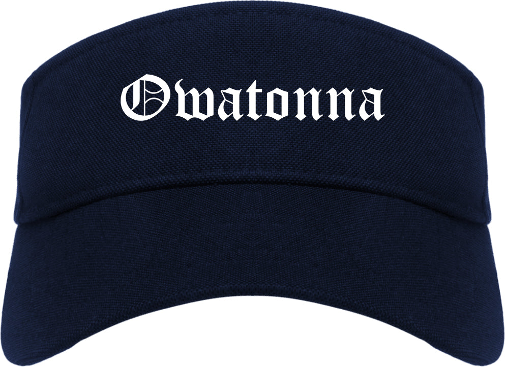 Owatonna Minnesota MN Old English Mens Visor Cap Hat Navy Blue