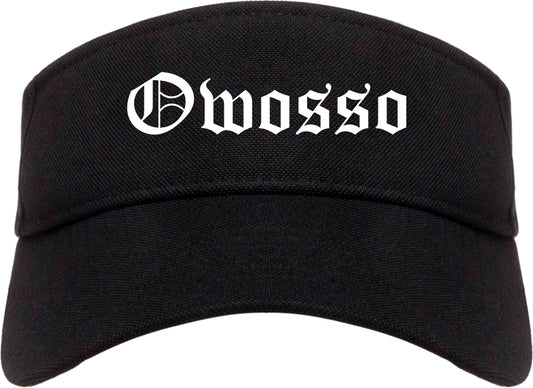 Owosso Michigan MI Old English Mens Visor Cap Hat Black
