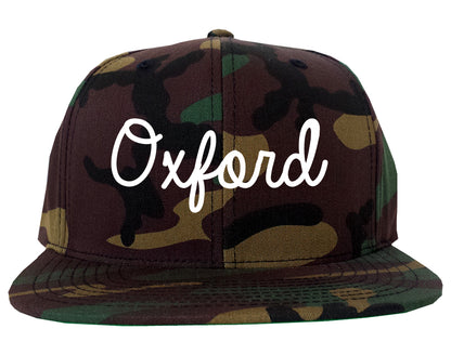 Oxford Mississippi MS Script Mens Snapback Hat Army Camo