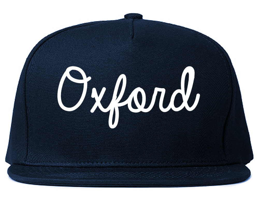 Oxford Ohio OH Script Mens Snapback Hat Navy Blue