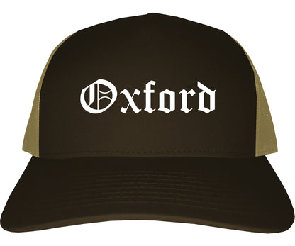 Oxford Pennsylvania PA Old English Mens Trucker Hat Cap Brown