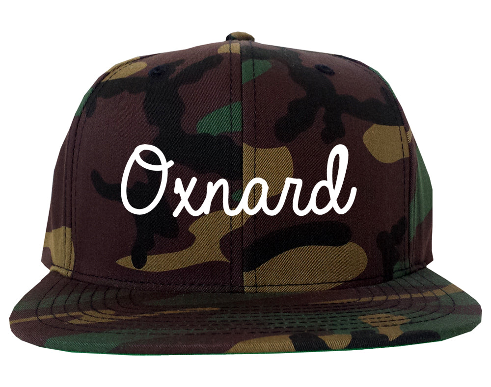 Oxnard California CA Script Mens Snapback Hat Army Camo