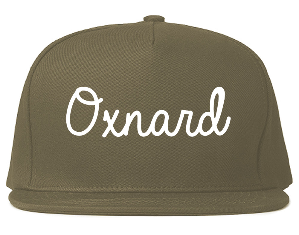 Oxnard California CA Script Mens Snapback Hat Grey