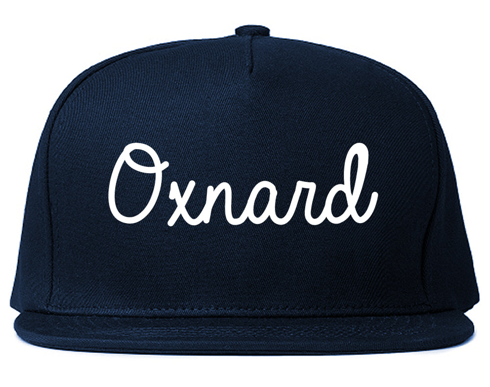 Oxnard California CA Script Mens Snapback Hat Navy Blue