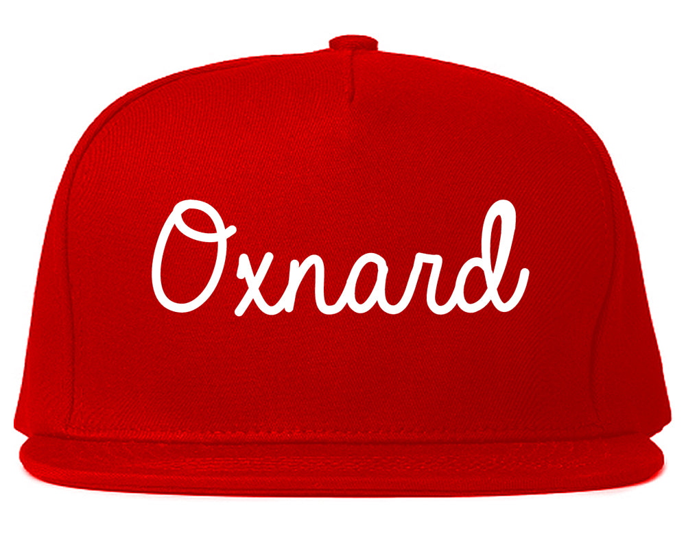 Oxnard California CA Script Mens Snapback Hat Red