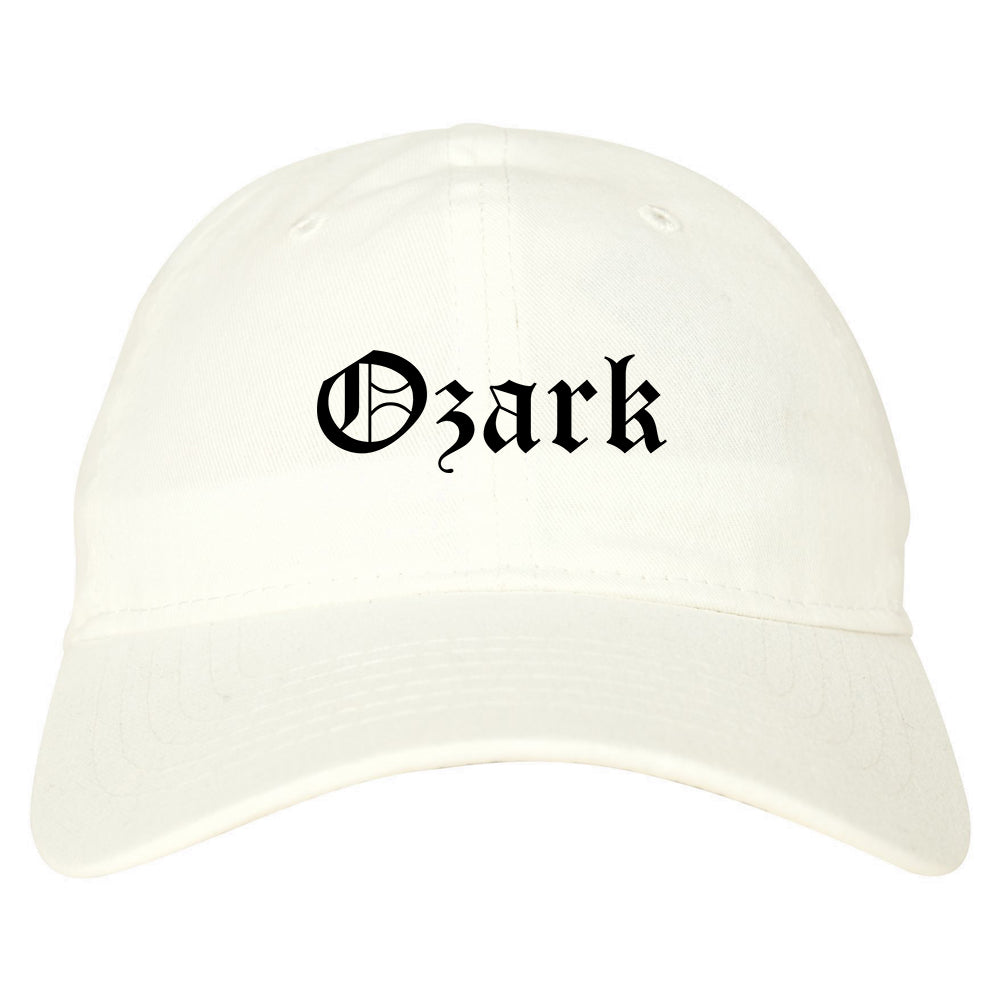 Ozark Alabama AL Old English Mens Dad Hat Baseball Cap White