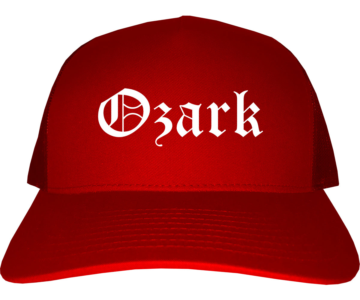 Ozark Alabama AL Old English Mens Trucker Hat Cap Red