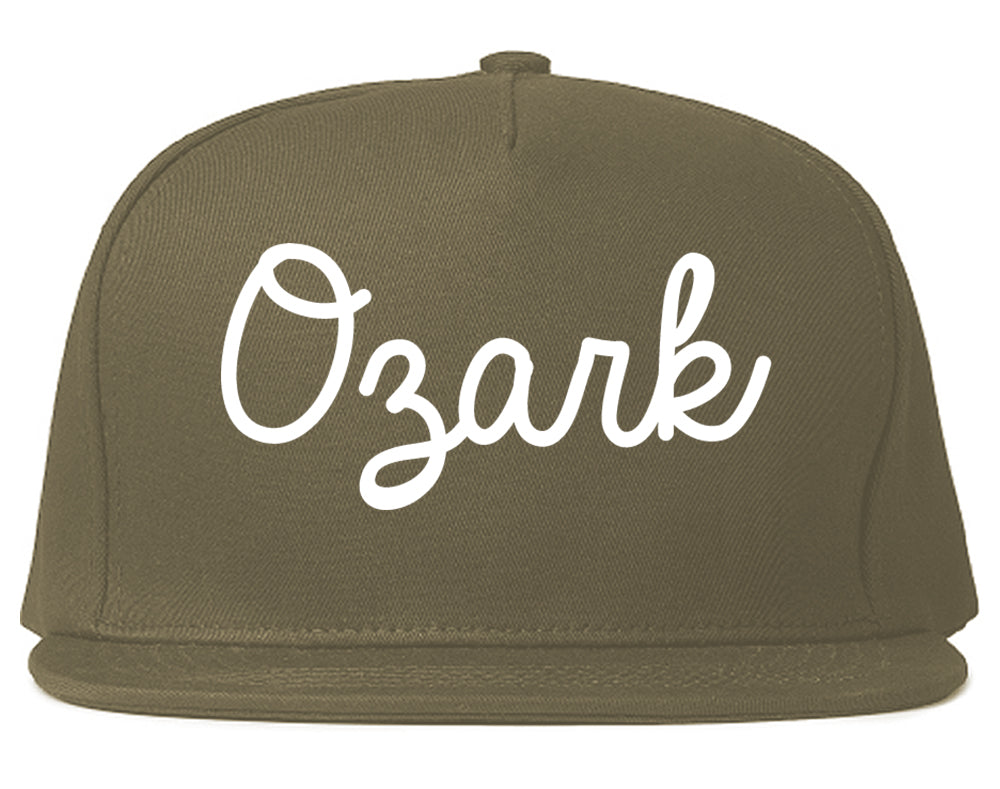 Ozark Alabama AL Script Mens Snapback Hat Grey